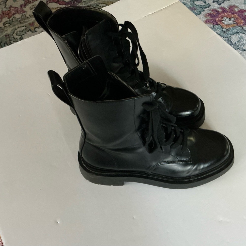 H&M Lug Sole Black Boots Size 8 - Picture 8 of 10